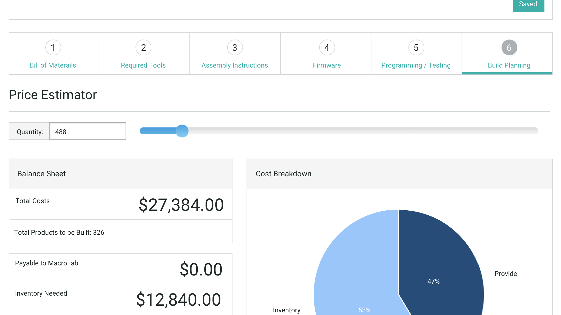 New Build Planning Tool for Products
